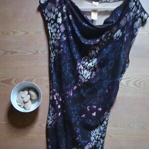 Elegant Blue and Purple Floral Dress